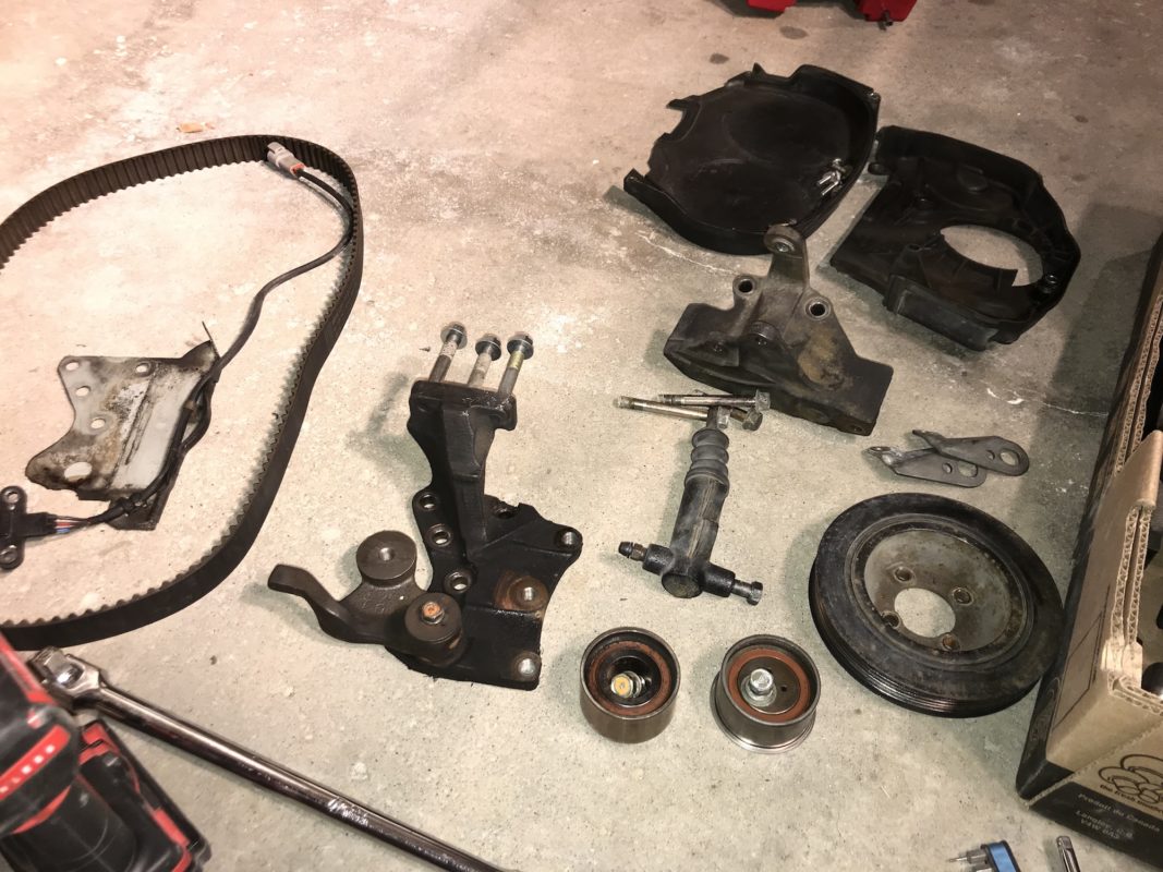 Engine timing belt parts from Evo 6