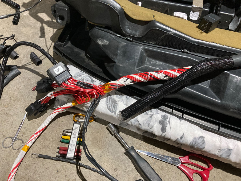 Motorsport wiring harness dismantled for no start diagnosis